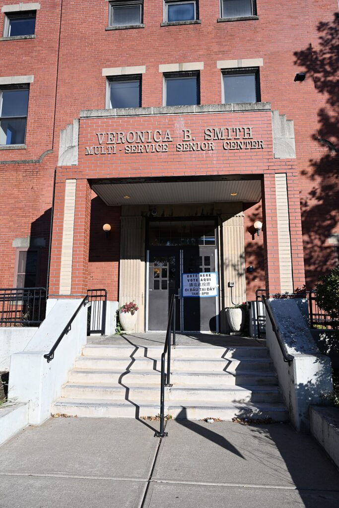 Front entrance of the Veronica B. Smith Multi-Service Senior Center in Brighton, the building that houses the Brighton-Allston Heritage Museum