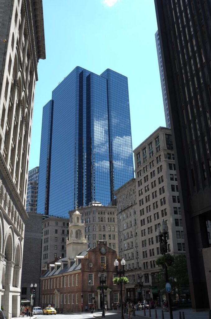 The historic Old State House framed by modern skyscrapers in Downtown Boston