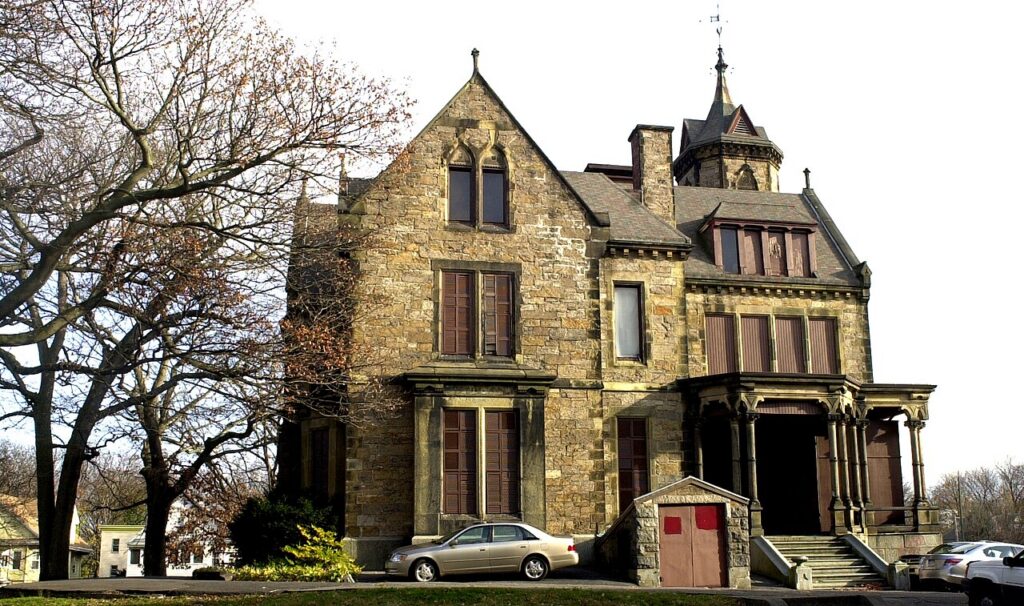 Abbotsford, the Victorian Gothic stone mansion at 300 Walnut Avenue in Roxbury that houses the Museum of the National Center of Afro-American Artists